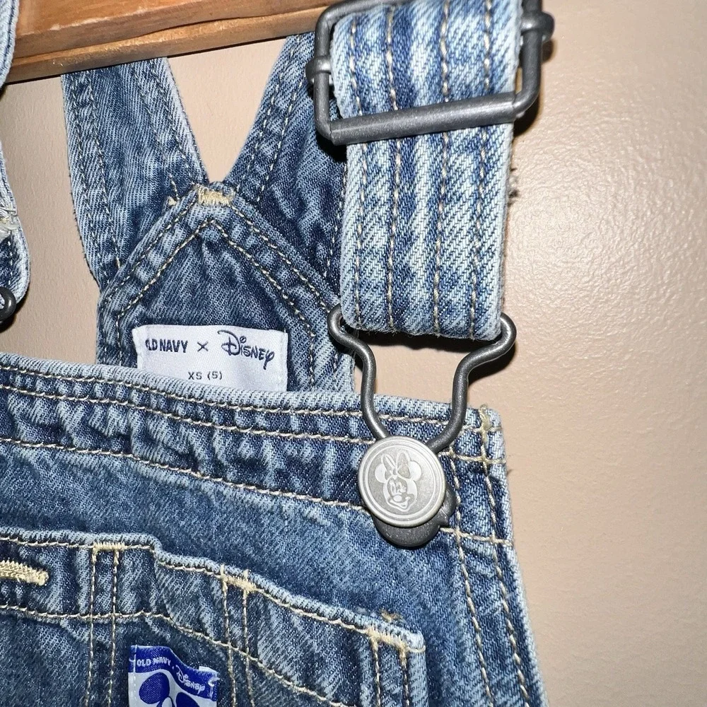 Disney Mickey Minnie Mouse Denim Bib Overalls Shortalls Y2k Size 5 Embroidered